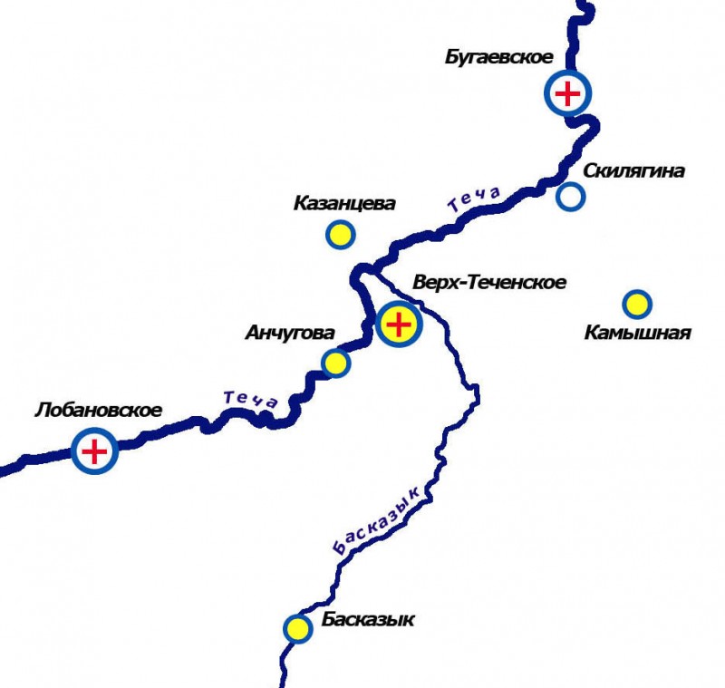 Карта Верх-Теченского прихода